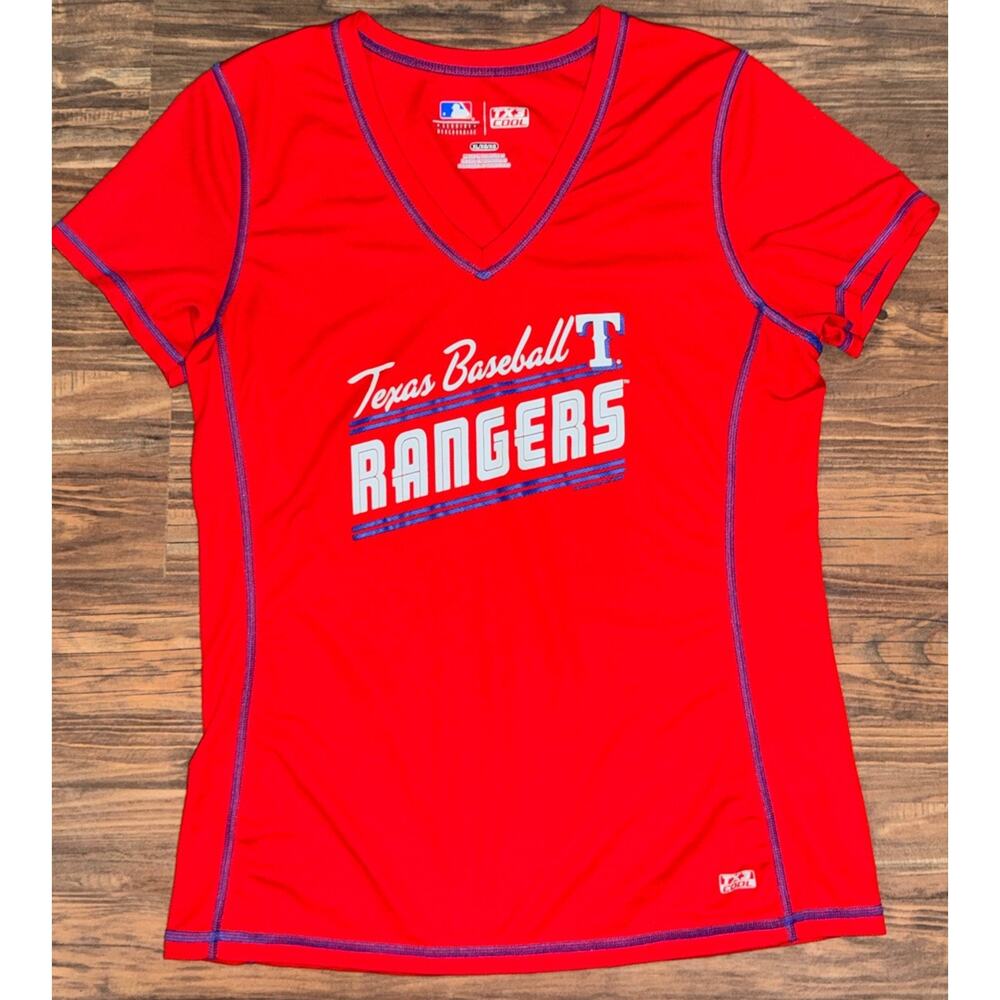 MLB Texas Rangers Large Ladies Baseball Red White And Blue TX3 Cool‎